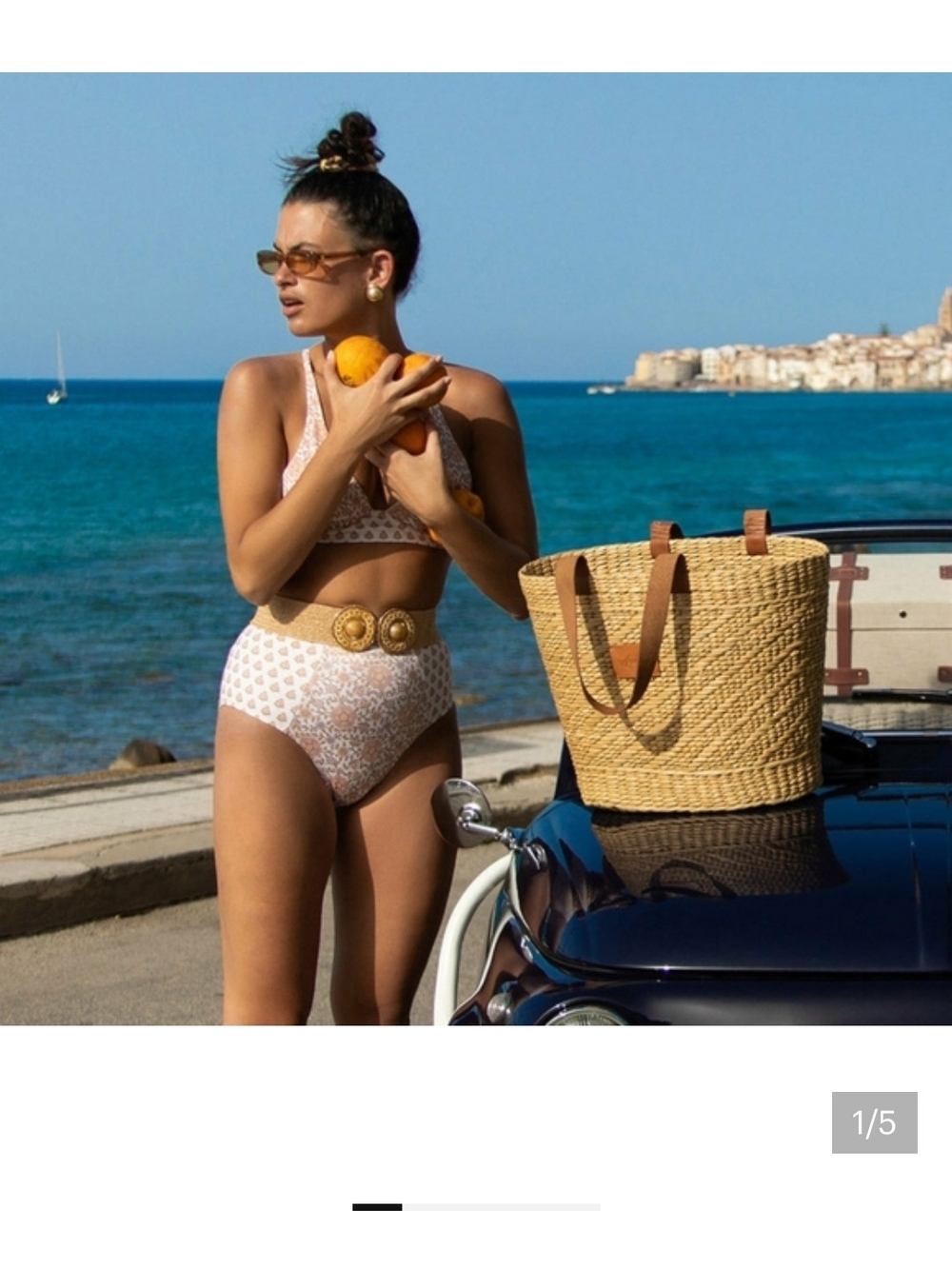 Arnhem Carmen High-Waisted Printed Bikini Bottoms Cream/Floral